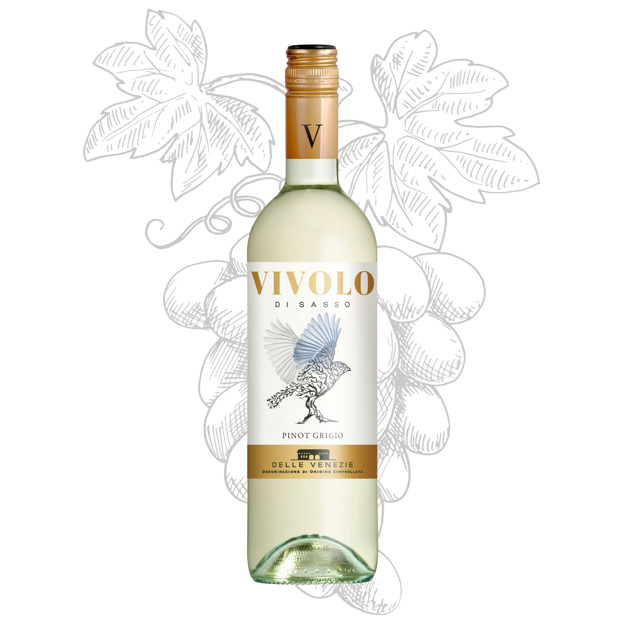 Premium Made in Italy White Wine - Pinot Gris Delle Venezie DOC - Alcohol 12% White Table Wine bottles 750 ml for export