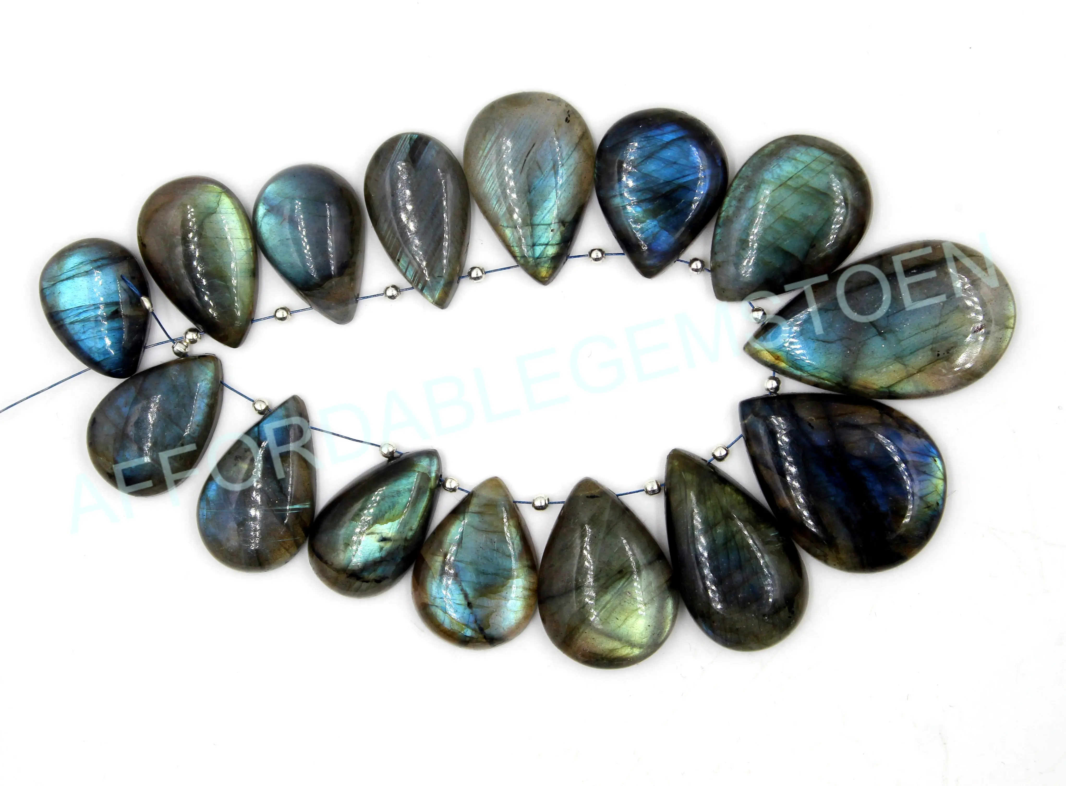 Blue labradorite pear shape stone top drilled gemstones affordable gemstone jewelry making stones loose cabochon