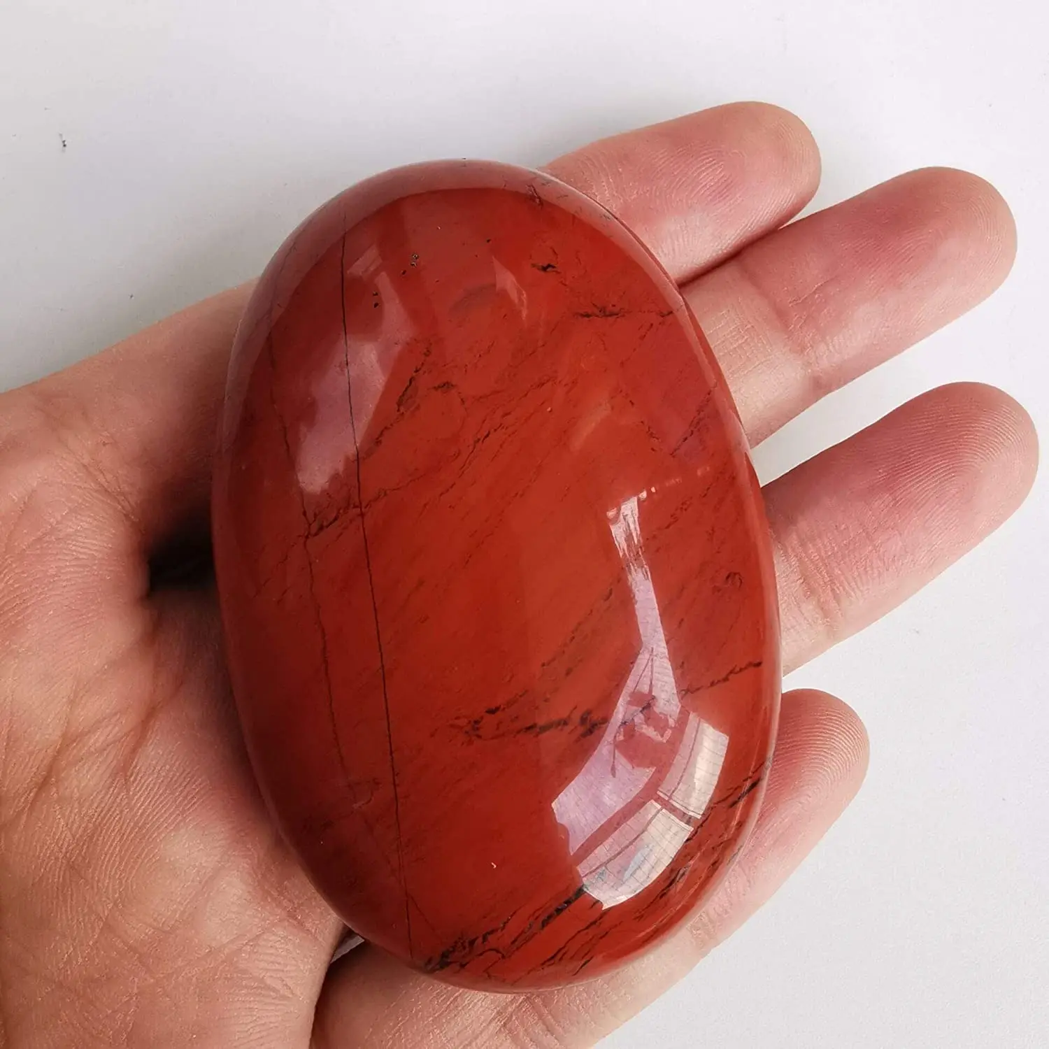 HOT SELLING NATURAL RED JASPER SUPER QUALITY PALM STONE FOR MASSAGE AND REIKI HEALING RED JASPER MASSAGE STONE