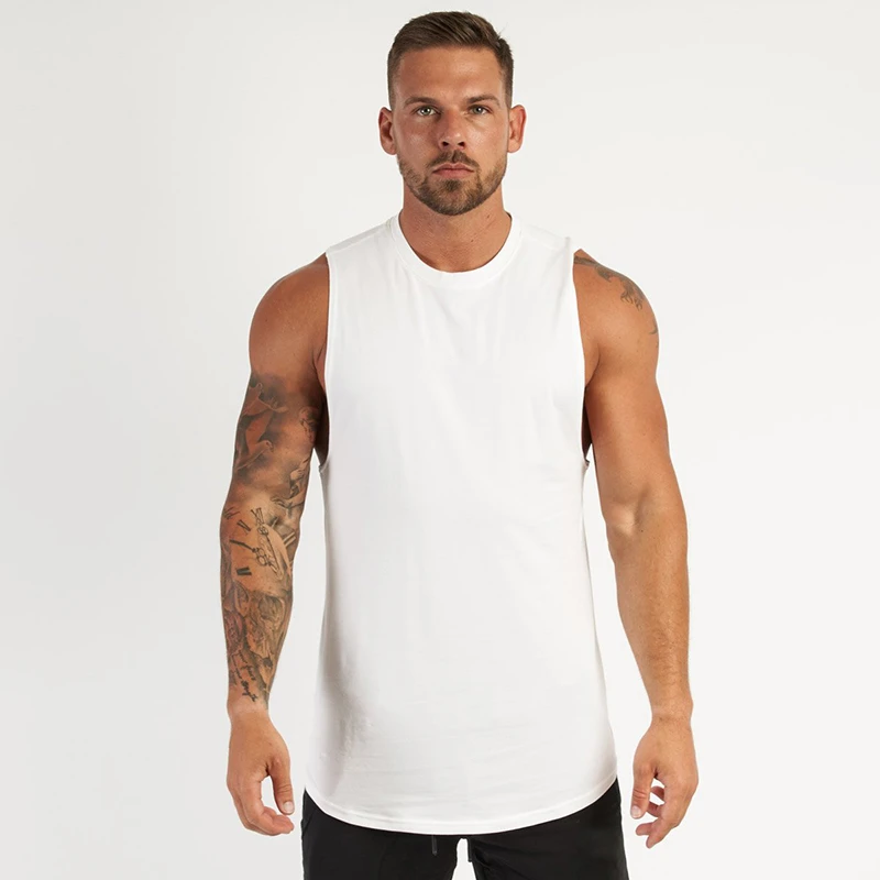 Wholesale Plain Gym Tank Top For Mens Bodybuilding Singlets Sports Stringer Sleeveless Shirt Blank Fitness Clothing Muscle Vest