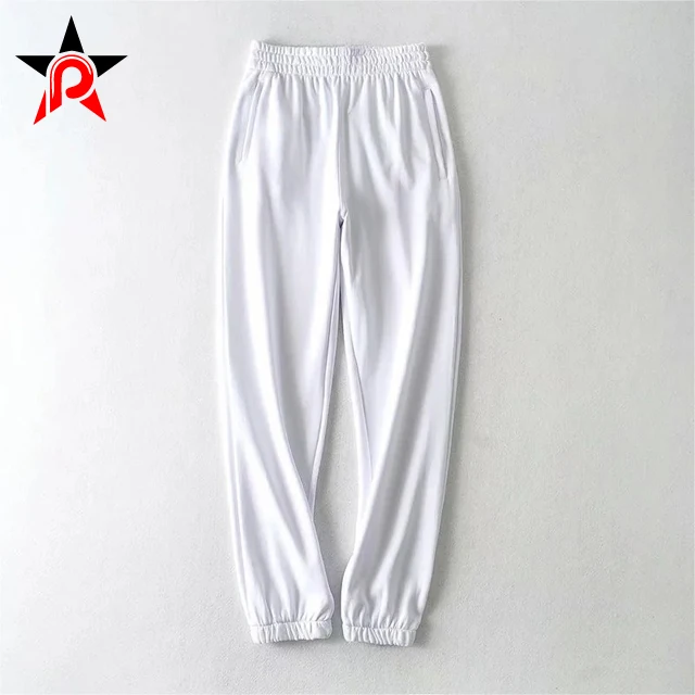 High Quality French Terry Women Casual Elastic Bottom Joggers Pants High Waist Drawstring Pleated Women Sweatpants