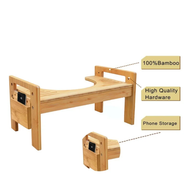 Регулируемый бамбуковый стул для унитаза экологически чистый легко устанавливается