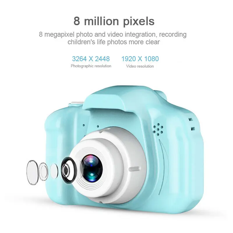 Hot amazon travel  toy funny  kids video camera cute  digital camera 2M pixel HD  children for children multi language appareil