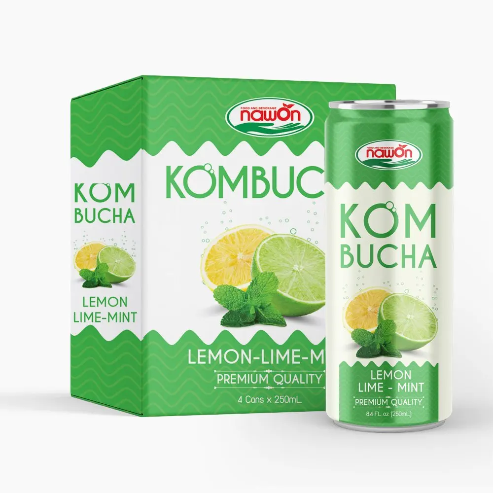 250ml NAWON Kombucha Lime and Lemon (Pack of 4 cans) Beverage Manufacturer