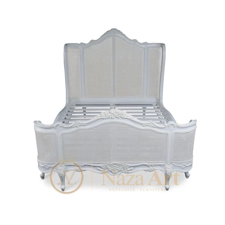 Ротанговая кровать во французском стиле, размер King, рама для спальни, высокое качество, твердая древесина