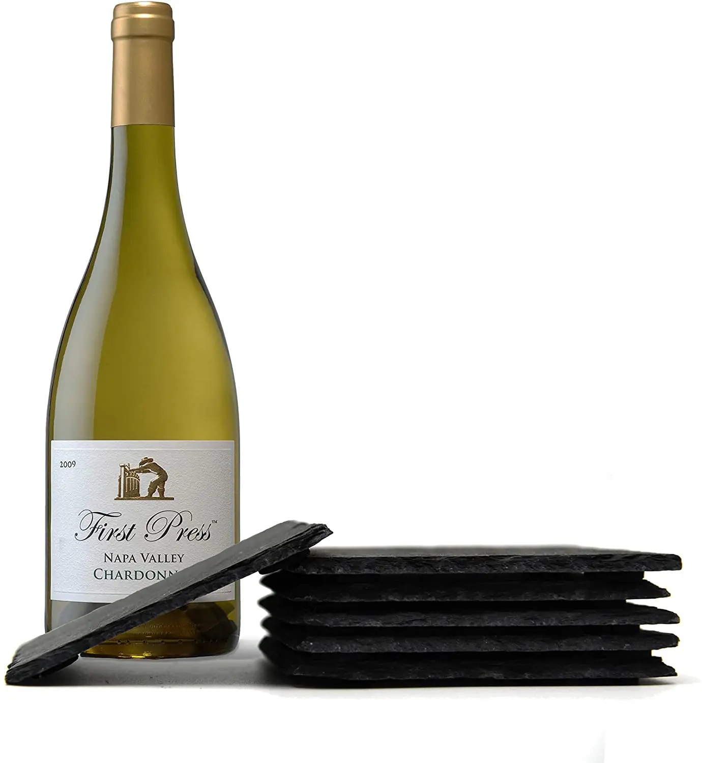 game of Thrones Can engrave logo custom high quality black stone natural side square cafe decoration cup mat dissipation