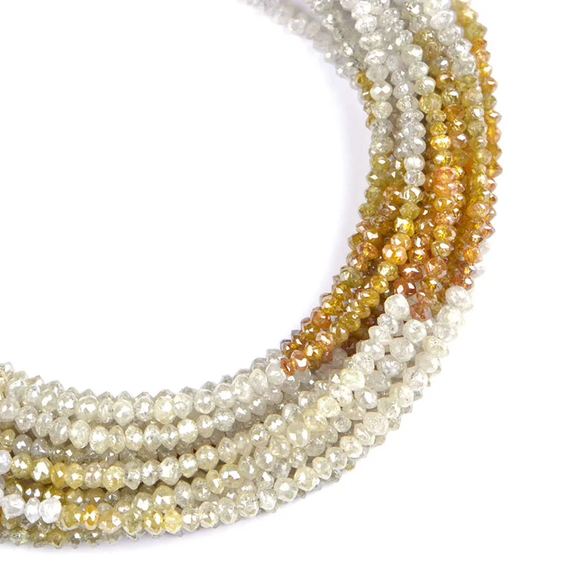Extremely Rare Natural Multi Color Diamond Faceted Rondelle Shape Beads Diamond Beads Strand For Jewelry Making