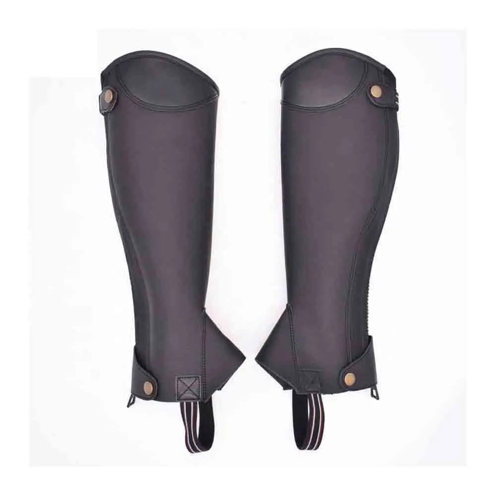 Best Quality Horse Riding Sports Wear Premium Brown leather and Elastic Straps Horse Riding Half Chaps
