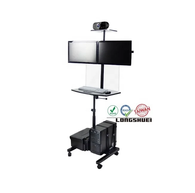 Настольное крепление для ноутбука с 15-27 дюймовыми экранами, двойные мониторы с держателем OHP и акриловыми разделенными стеновыми тележками и роликовыми подставками