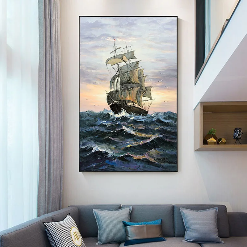 
Sailing Boat Sailing Ship On The Dark Blue Sea Against Strong Wind And Wave Blue Sky And White Clouds 