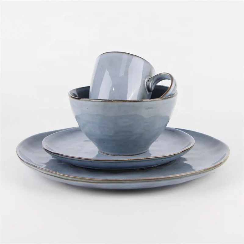 Уникальные светло-серые керамические тарелки, посуда в западном стиле, керамические тарелки