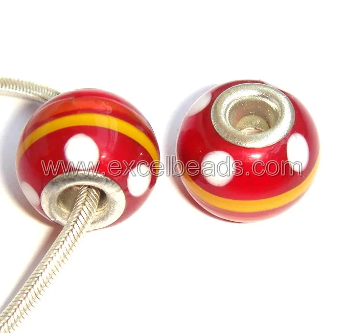Lamp work Glass Beads wholesale Large hole beads Disc shape beads for jewelry