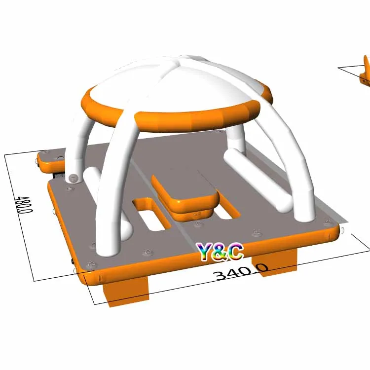 Seated Inflatable water floating island inflatable floating dock with canopy water play equipment inflatable platform
