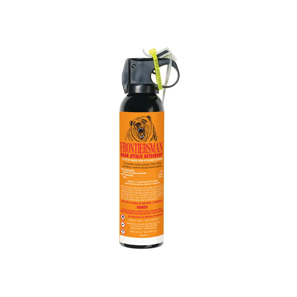 
Made In USA FRONTIERSMAN Bear Spray 9.2 oz (272mL), 18 Foot (5 m) Range, Contains Eight 1-Second Heavy Fog Bursts, Safer For You 