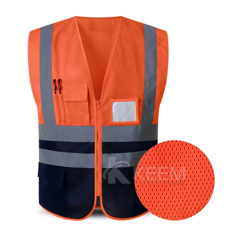 Mesh LOGO PRINT High Visibility Reflective Vest Outdoor Safety Security Labor Clothes Warning Traffic Construction Work Vests