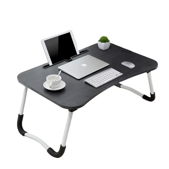 Foldable Stable Bed Tray Laptop Stand Folding Laptop Table Computer Desk For Home Office Study Bed With Tablet Cup Holders