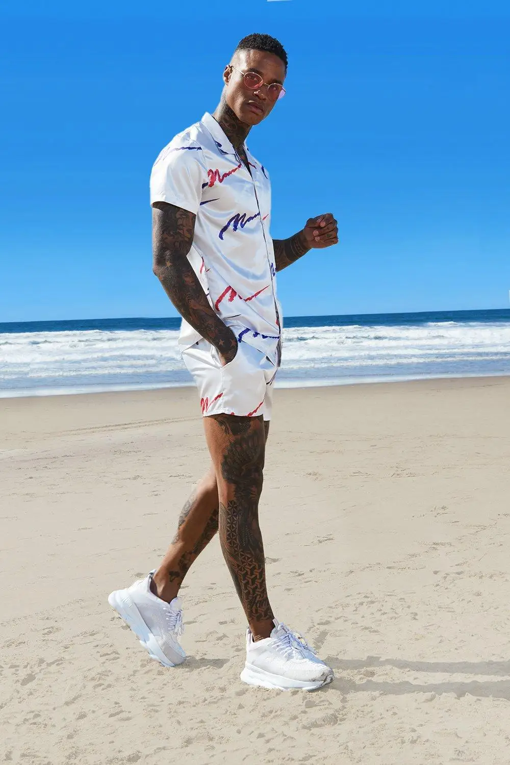 rounded neck Summer Satin Silk Pajamas Shorts Male Pajama Set Soft Nightgown for Men Silk Sleepwear Men sporting Sleepwear