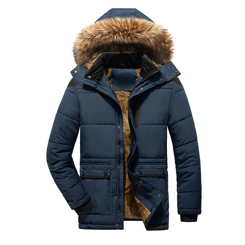 Winter Jacket Men Plus Size 6XL 7XL Cotton Padded Warm Parka Coat Casual Faux Fur Hooded Fleece Male Jackets Windbreaker