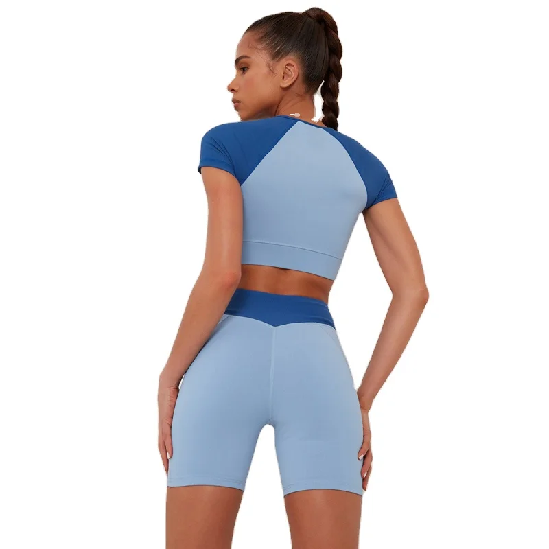 Outfits Sport Set Sleeveless Sweatshirt Short Pant Cropped Jogger Set For Women Halter Back 2 Piece Sport Wear