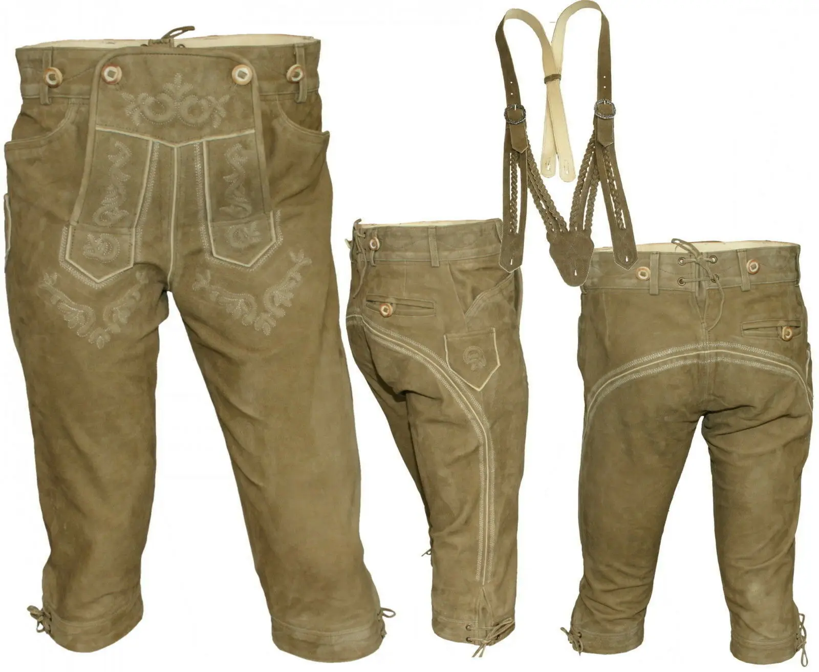 Custom New Bavarian Oktoberfest Lederhosen German Real Leather with Matching suspenders Short Traditional Pants