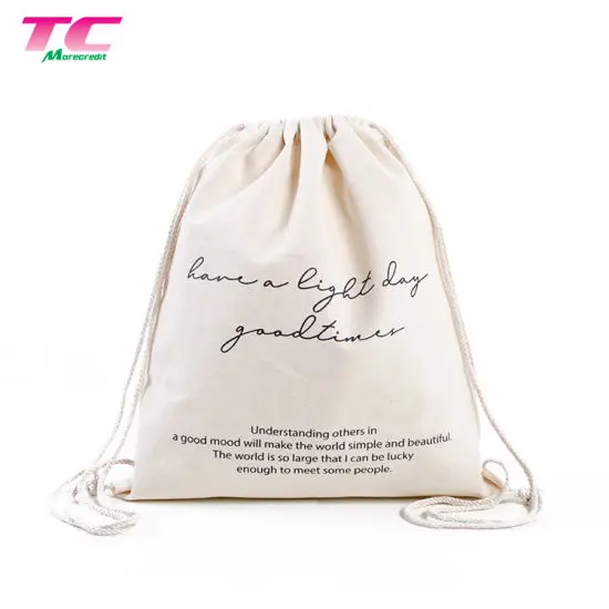 Economical cotton bags logo Lowest price large size cotton bag with draw string cotton shoe bag