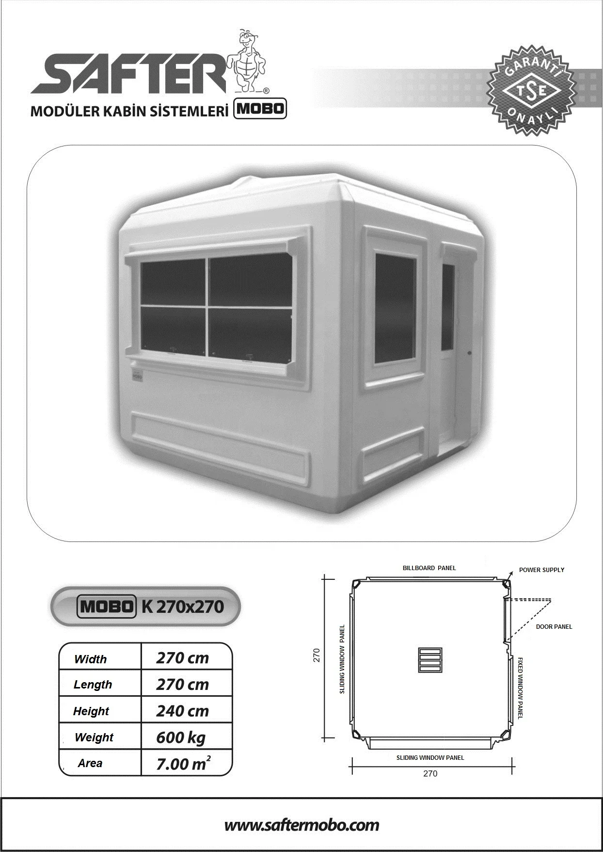 
BEST SELLING HIGH QUALITY FIBERGLASS 270x270xh240 CABIN 