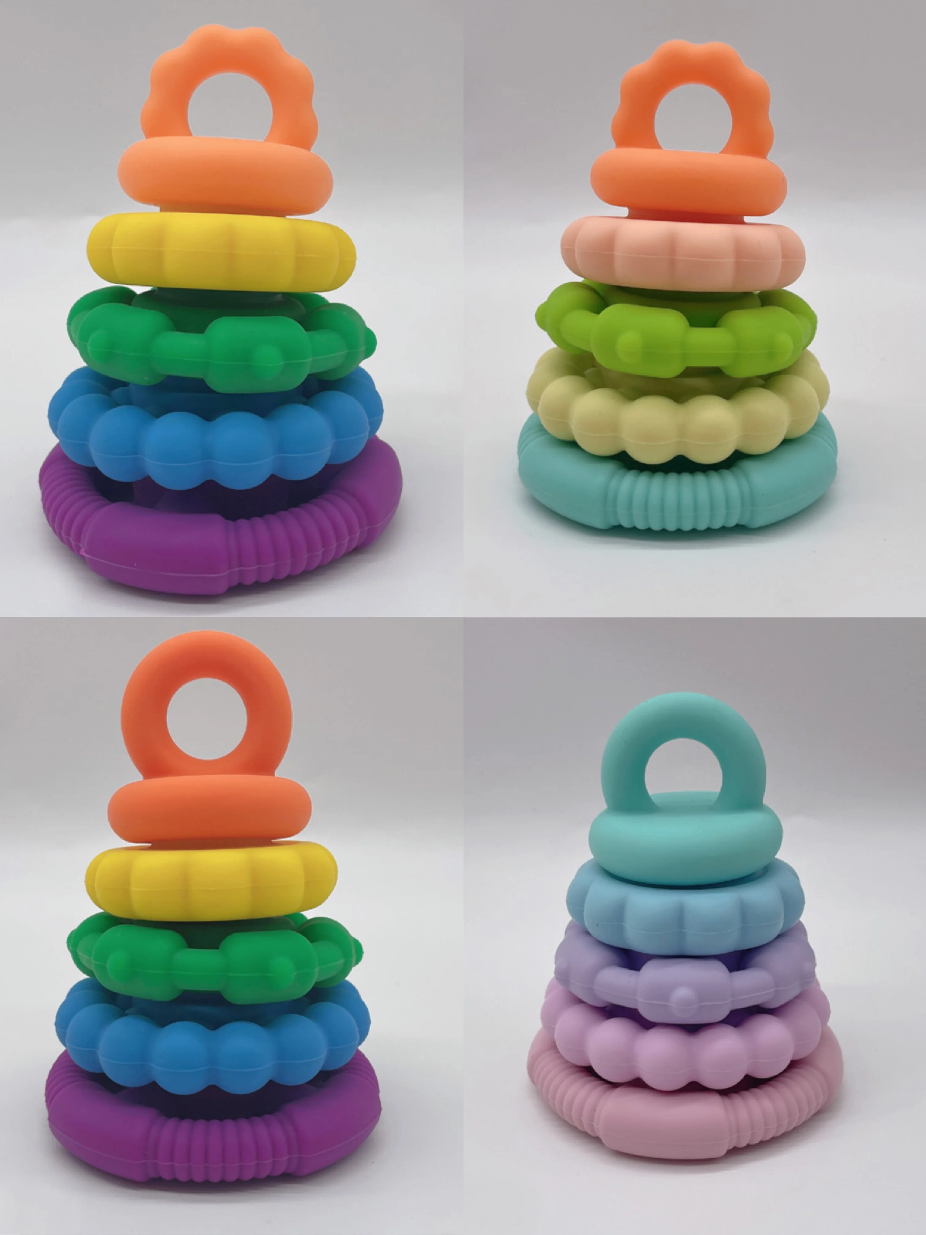 BPA Free Silicone Baby Teether, Kids-friendly Stacker Tower Design, Food Grade Material Approved