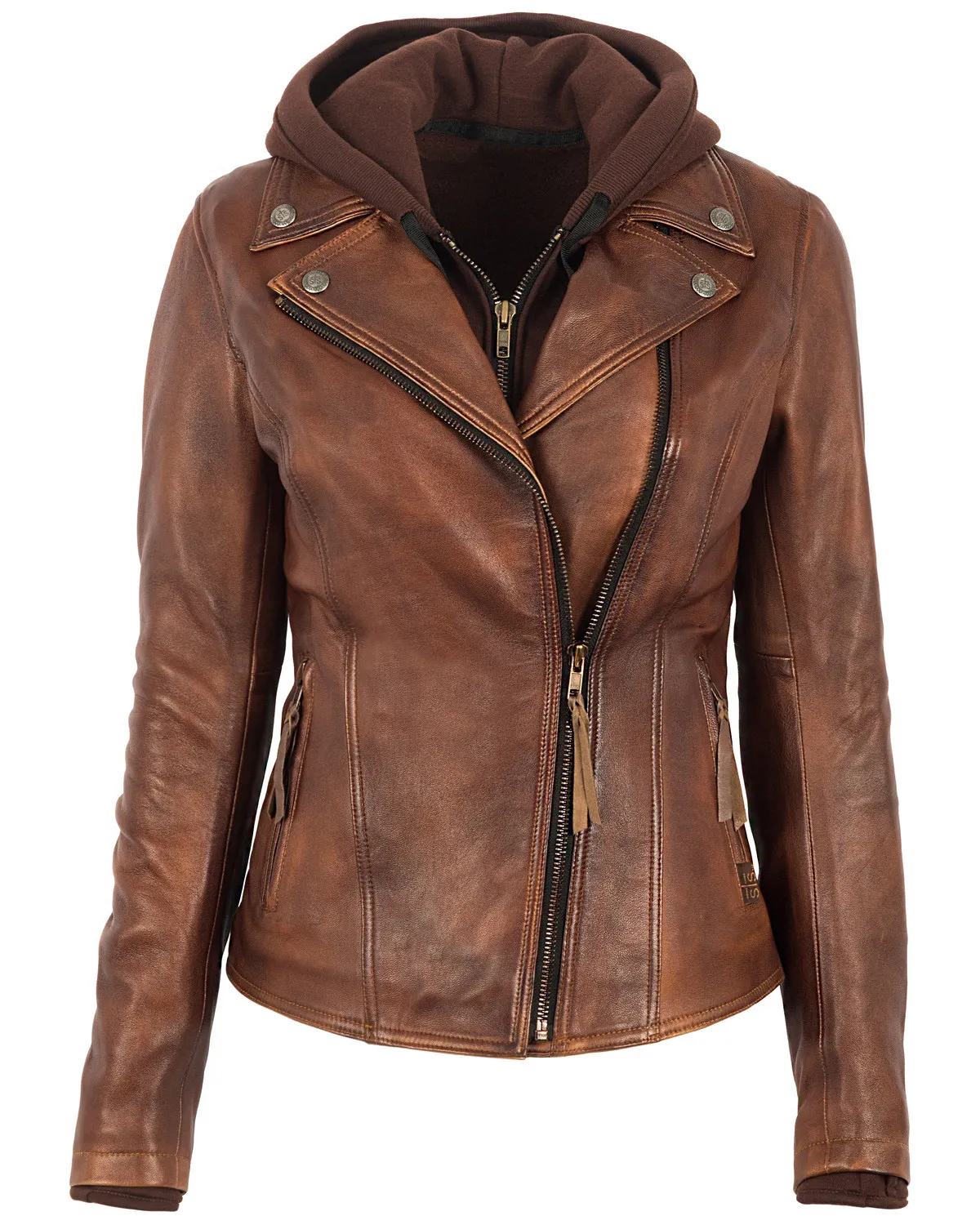 High quality pure PU leather diagonal zipper designs ladies jackets