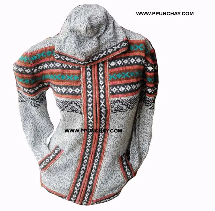 Hooded Alpaca Sweater Llama Ppunchay Peru Soft and Nice