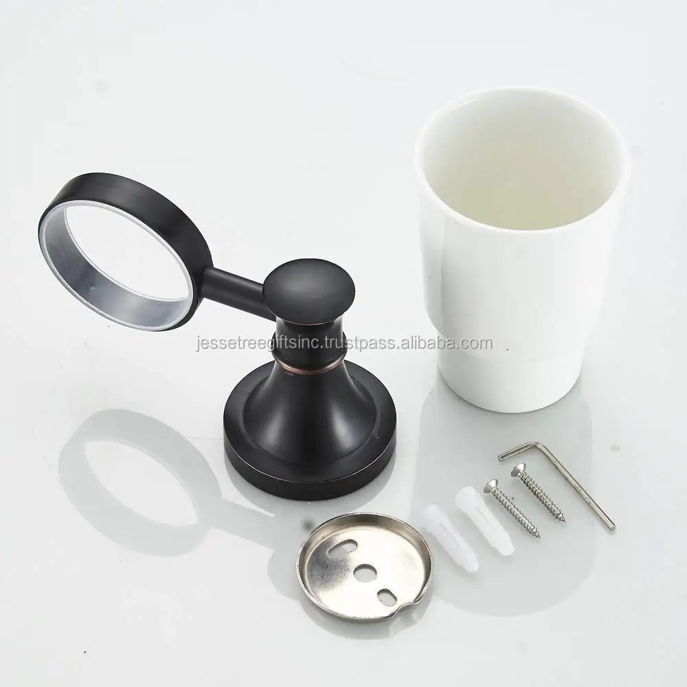 Oil Rubbed Bronze Toothbrush Holder & Toothbrush Cup Set Retro Bathroom Accessories Toothbrush Cup Holder Wall Mounted