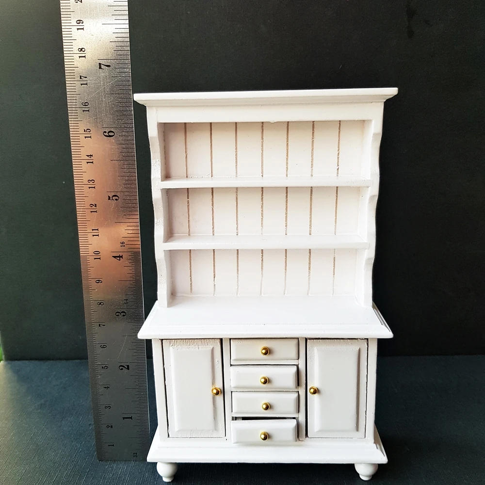 Миниатюрный домик для кукольного домика белая деревянная мебель шкаф игрушек витрина декоративные полки