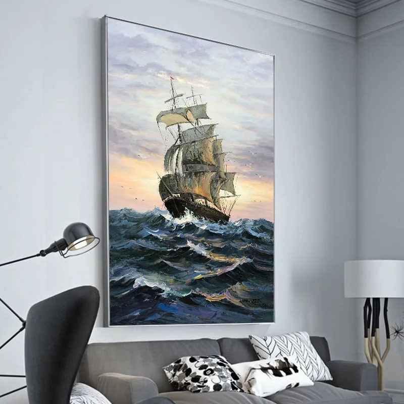
Sailing Boat Sailing Ship On The Dark Blue Sea Against Strong Wind And Wave Blue Sky And White Clouds 