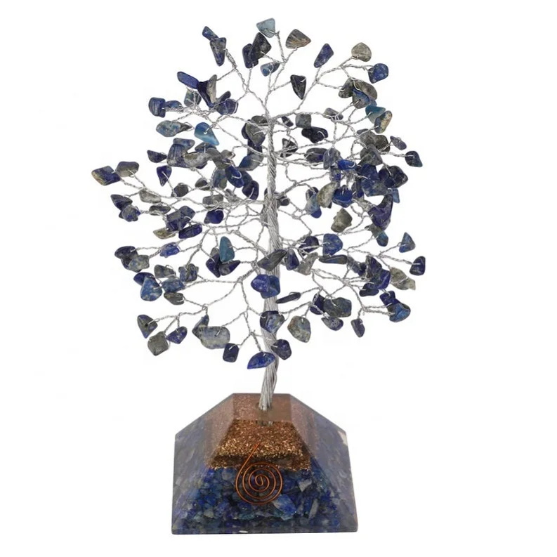 Lapis lazuli  gemstone trees with orgone pyramid base  for home decoration | crystal bonsai tree | crystal healing trees