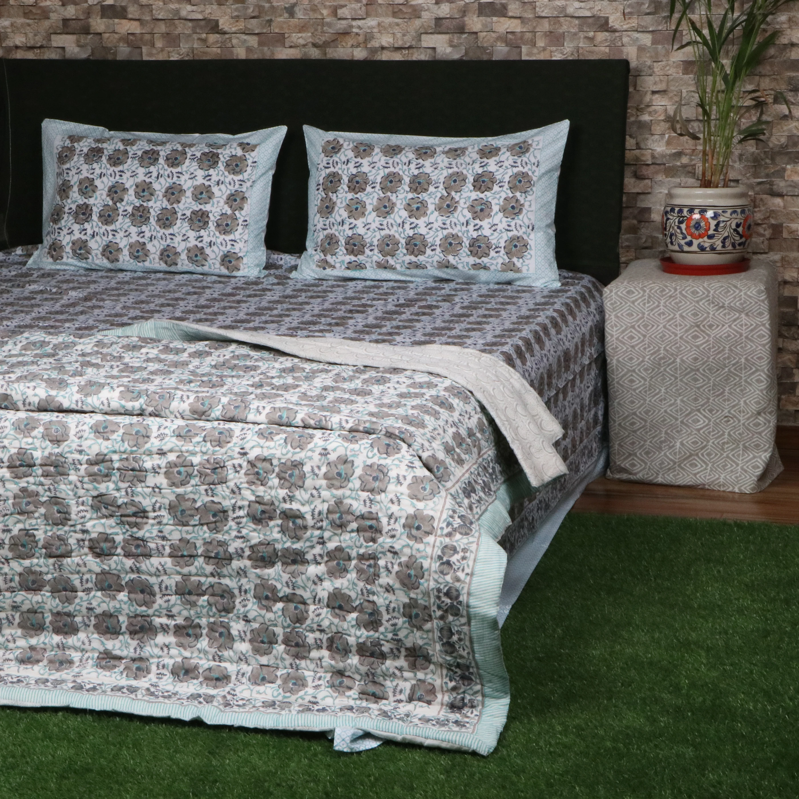 Soft Cotton Home 4 Piece Microfiber Bed Sheet Comforter Bedsheet Bedding Set