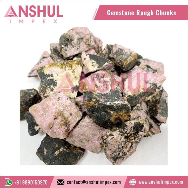 Huge Demand Decorative Attractive Pink Color Rhodonite Raw Rough Rocks Gemstone Rough Chunks for Healing