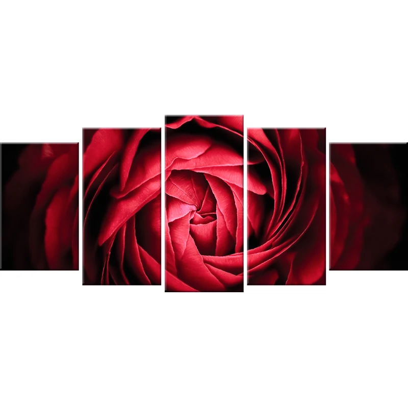 5 шт. домашний декор, настенный холст, современное искусство, 5 панелей, красная роза, цветок, рисование дизайнов