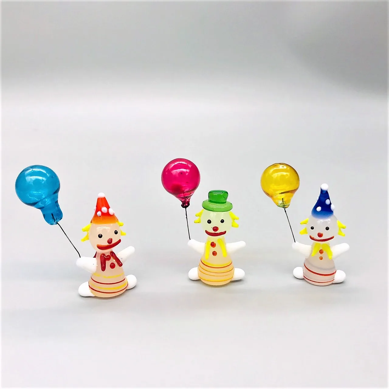 Miniature Clown and Balloon Small Murano Glass Figurine