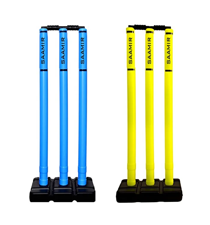 Plastic Cricket Stump Set White Plastic Wickets 3 Stumps 2 Bails and 1 Base with your own logo on cricket wicket