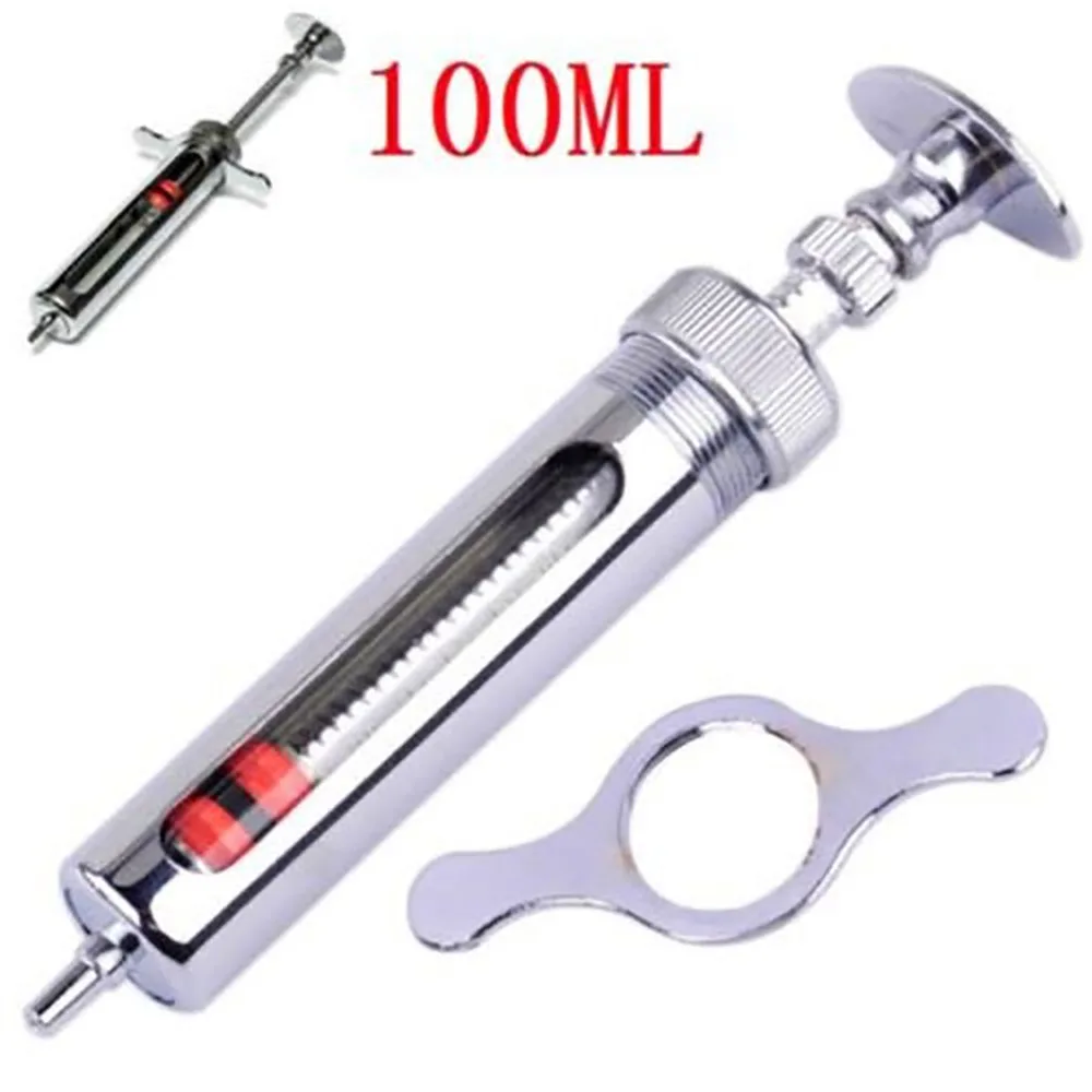 
Reusable Stainless Steel Hypodermic Veterinary Animal Syringe Glass for Lab Simple Structure with Locke 