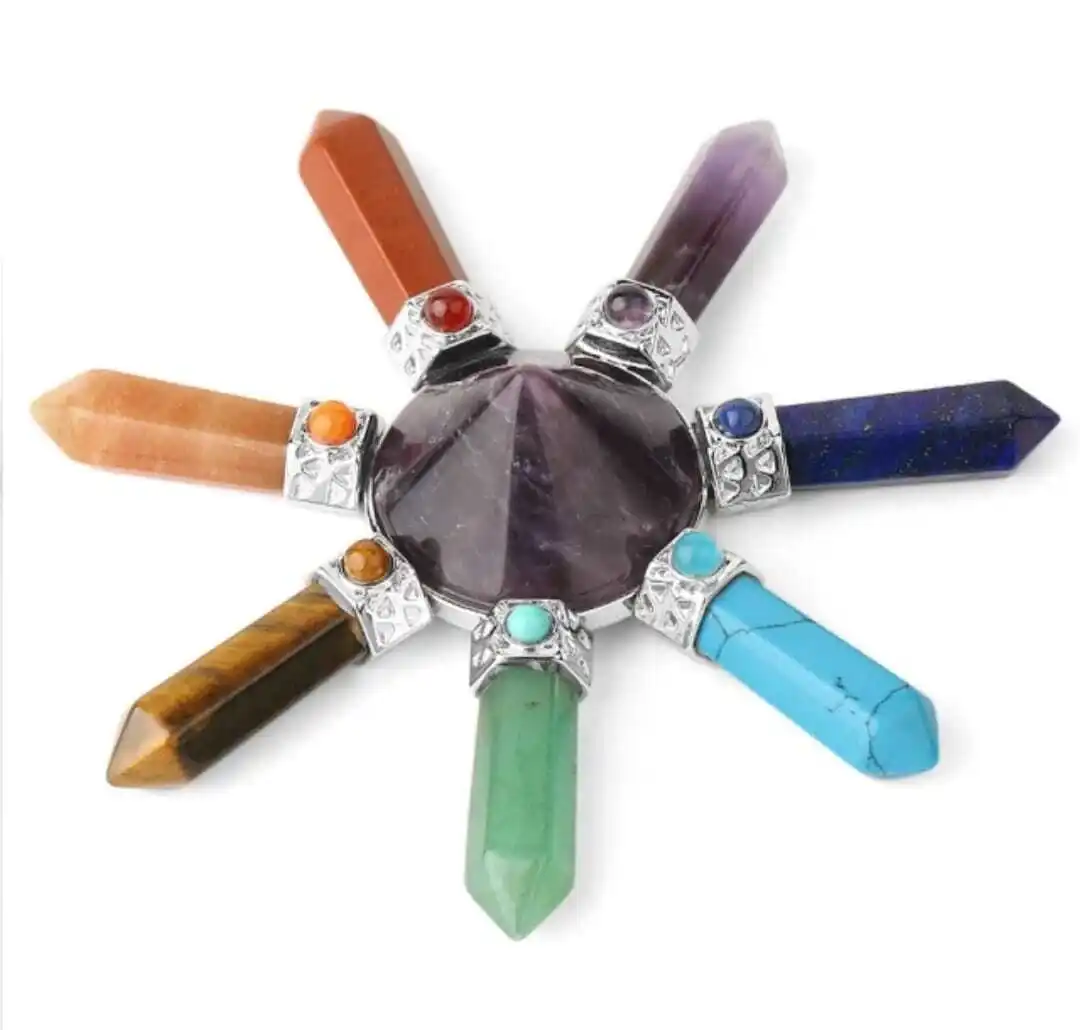 Wholesale natural crystal seven chakra energy generator:gemstone energy generator:reiki healing stone:7 chakra energy generator