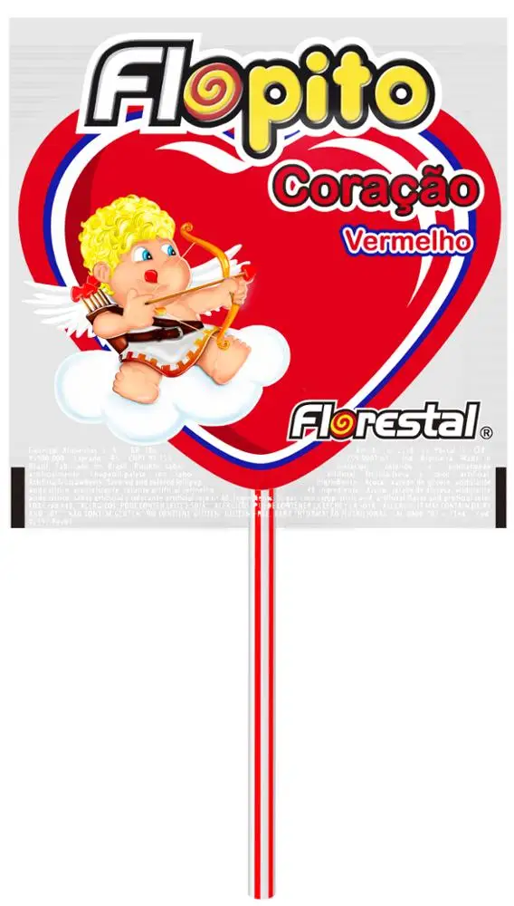 
9534 - Red Heart Flopito Strawberry Flat Heart Lollipop 10g 50pcs 