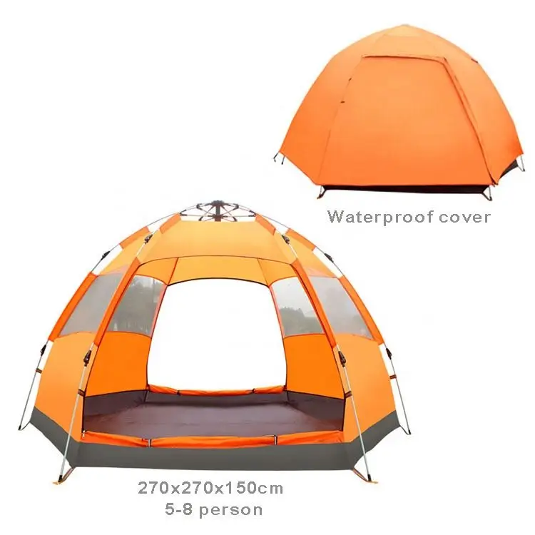 DNL tent Outdoor Camping Tent Wholesale Light weight 4-6 person polyester fabric with silver coating Automatic camping tent