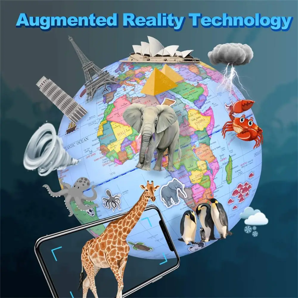 Dipper 9 inch Built-in LED light World Globe Illuminated AR smart globe for Geography Learning