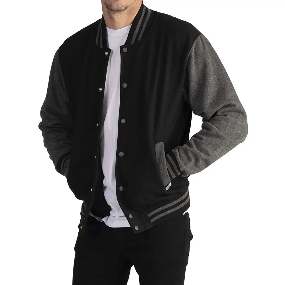 
Custom made varsity jacket /white leather sleeve black wool body varsity jacket Letterman 
