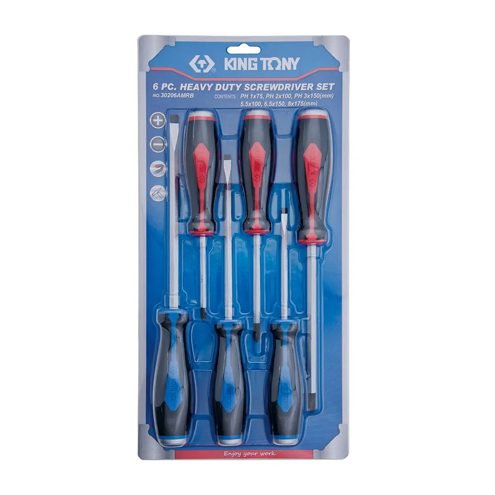 KING TONY 6 PCS Go Thru Screwdriver Set Screw driver Set Industrial and Commercial 30206AMRB