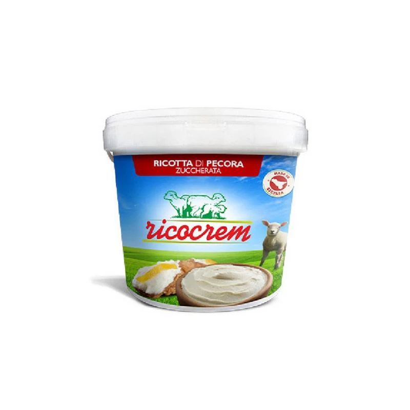 Top Quality Sweet Sheep Ricotta cream frozen Italian flavored 6 kg 140xpallet Bucket for Export