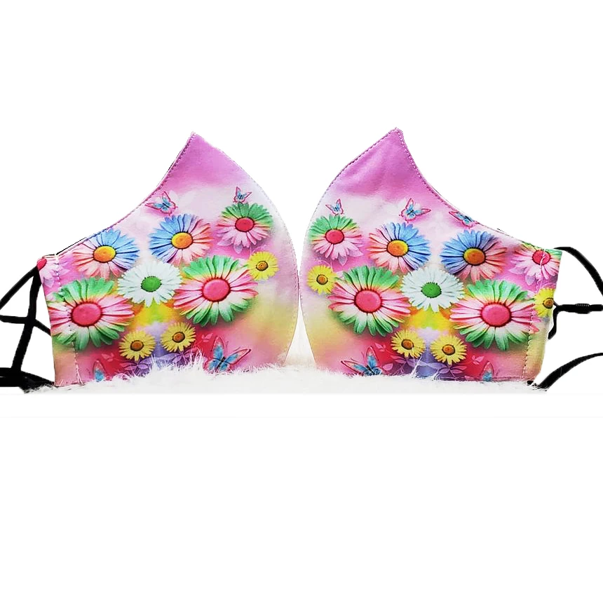 Fashion Fabric 3 ply Face Maskes Floral Print Unisex Cute Printing Outdoor Cotton Mouth Maskes Washable Soft Reuse Mas k