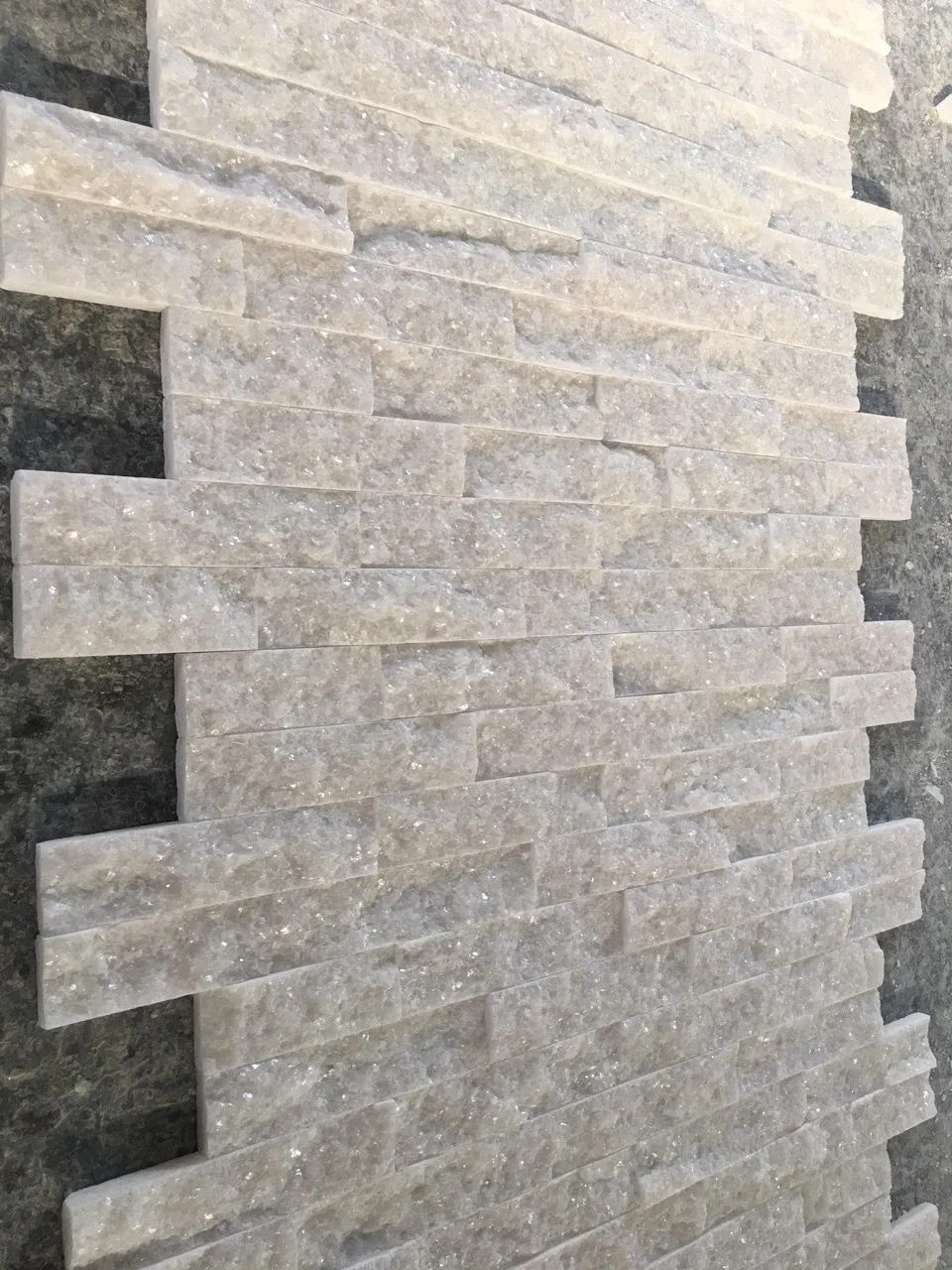 White marble  split face stone tile stacked panel (100% Natural Marble)