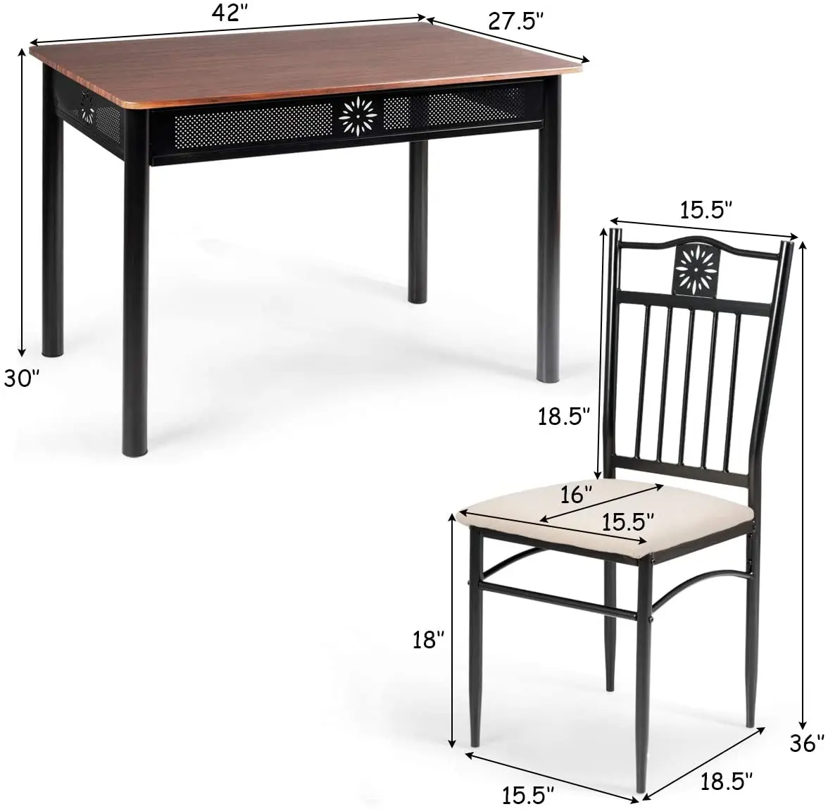 5 Piece Dining Table and Chairs Set