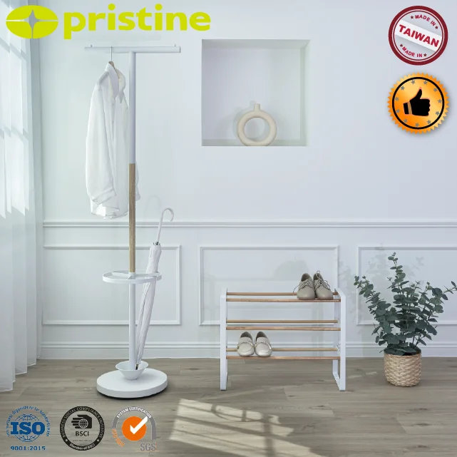 Best OEM shelf wholesale Taiwan Manufacturer home storage household DIY white Clothes hanger stand with umbrella stand